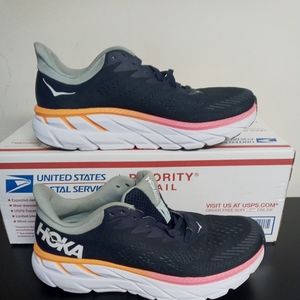 Hoka One One Clifton 7 Women's Running Shoes Blue Shifting Sand Size 8 EUC.